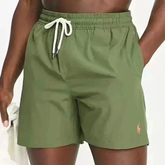Polo Ralph Lauren Traveler icon logo swim shorts in olive green XXL - Picture 2 of 12